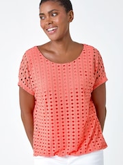Roman Orange Cut Out Detail Stretch Top - Image 2 of 5