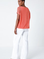 Roman Orange Cut Out Detail Stretch Top - Image 3 of 5