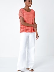 Roman Orange Cut Out Detail Stretch Top - Image 4 of 5