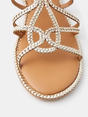 Accessorize Gold Metallic Braided Leather Sandals - Image 2 of 2