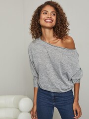 Lipsy Grey Slash Neck Top - Image 3 of 4