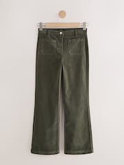 Khaki Green Corduroy Patch Pocket Bootcut Trousers - Image 1 of 3