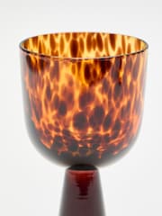Oliver Bonas Set of 2 Brown Yara Tortoiseshell Wine Glasses - Image 4 of 6