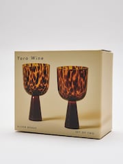 Oliver Bonas Set of 2 Brown Yara Tortoiseshell Wine Glasses - Image 6 of 6