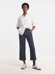 JD Williams Blue Stripe Straight Crop Leg Jeans - Image 1 of 4