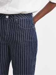 JD Williams Blue Stripe Straight Crop Leg Jeans - Image 4 of 4