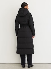 Juoda - Reiss Larissa Belted Longline Hooded Puffer Coat - 5 paveikslėlis iš 7