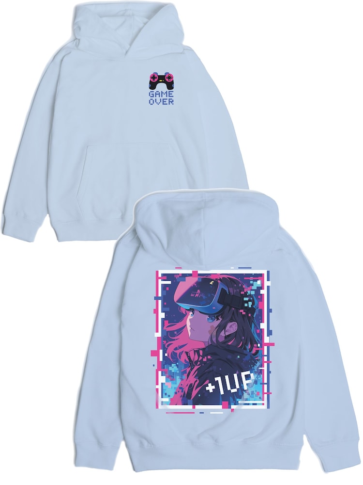 Rags & Rascals Blue Game Over Hoodie - Image 1 of 4 Rags & Rascals Blue Game Over Hoodie - Image 1 of 4