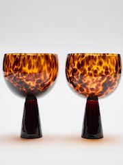 Oliver Bonas Set of 2 Brown Yara Tortoiseshell Gin Glasses - Image 2 of 6