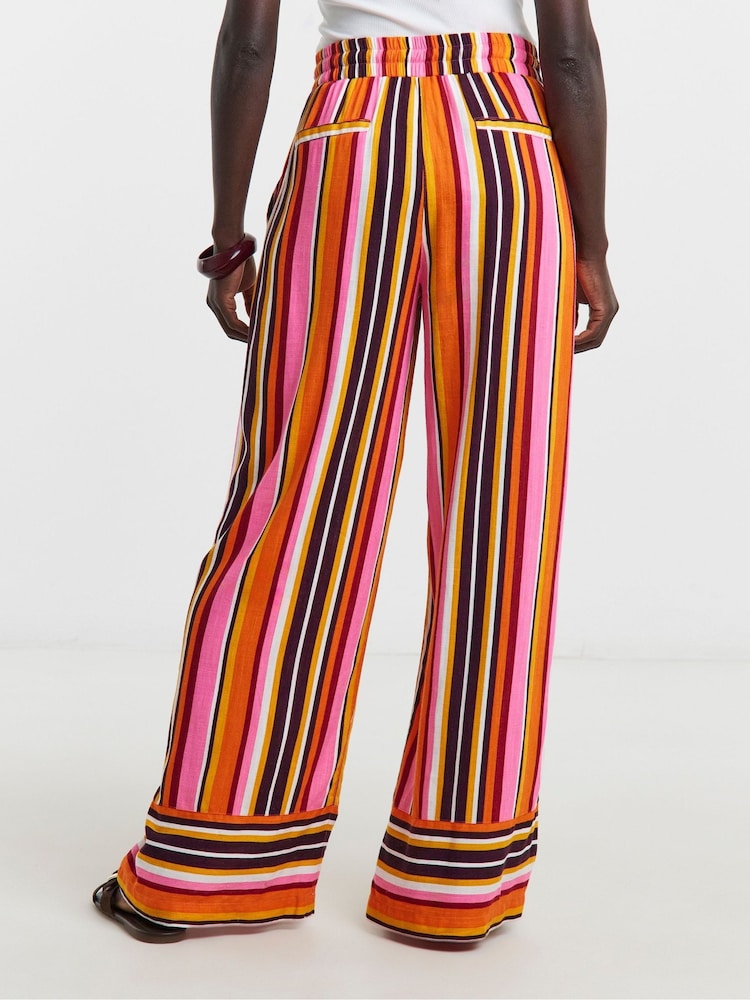 JD Williams Red Linen Mix Wide Leg Trousers - Image 2 of 4 JD Williams Red Linen Mix Wide Leg Trousers - Image 2 of 4