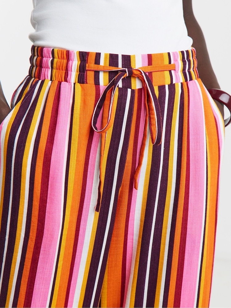 JD Williams Red Linen Mix Wide Leg Trousers - Image 4 of 4 JD Williams Red Linen Mix Wide Leg Trousers - Image 4 of 4