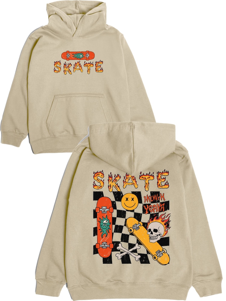 Rags & Rascals Natural Skate Checks Graphic Hoodie - Image 1 of 4 Rags & Rascals Natural Skate Checks Graphic Hoodie - Image 1 of 4