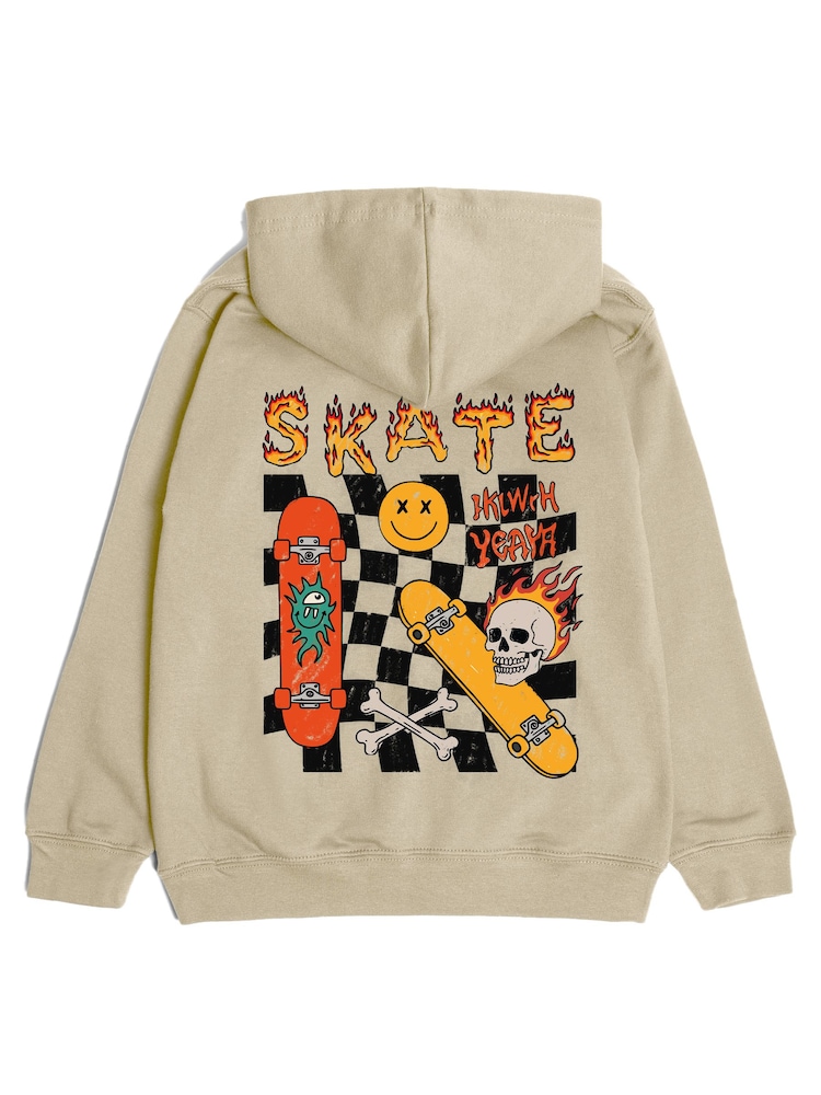 Rags & Rascals Natural Skate Checks Graphic Hoodie - Image 2 of 4 Rags & Rascals Natural Skate Checks Graphic Hoodie - Image 2 of 4