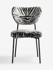 Rockett St George Set of 2 Zebra Woven Black  Cream Perfect Dining Chairs - Image 1 of 4