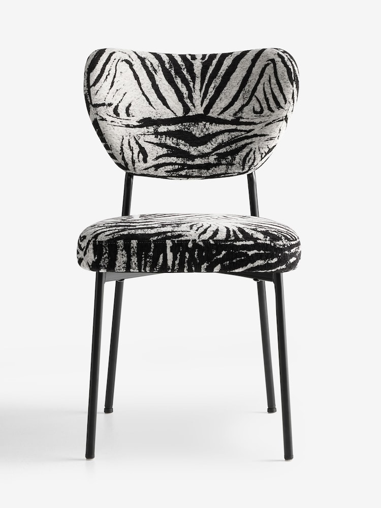 Rockett St George Set of 2 Zebra Woven Black Cream Perfect Dining Chairs - Image 1 of 4 Rockett St George Set of 2 Zebra Woven Black Cream Perfect Dining Chairs - Image 1 of 4