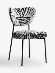 Rockett St George Set of 2 Zebra Woven Black  Cream Perfect Dining Chairs - Image 2 of 4