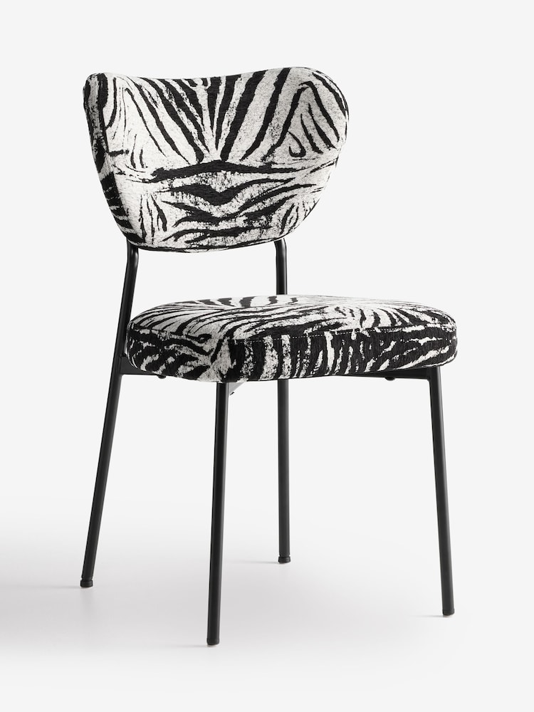 Rockett St George Set of 2 Zebra Woven Black Cream Perfect Dining Chairs - Image 2 of 4 Rockett St George Set of 2 Zebra Woven Black Cream Perfect Dining Chairs - Image 2 of 4