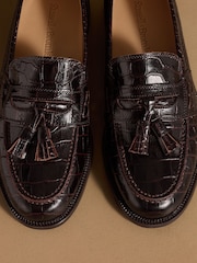 Russell & Bromley Oxblood Croc Print Keeble 3 Tassel College Loafers - Image 7 of 7