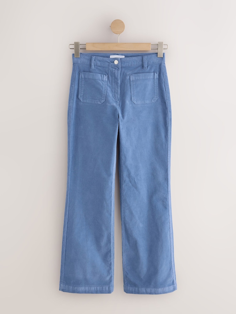 Blue Corduroy Patch Pocket Bootcut Trousers - Image 1 of 3
