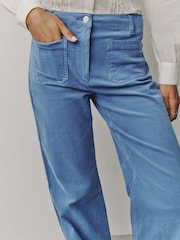 蓝色 - Corduroy Patch Pocket Bootcut Trousers - 图片4 / 7