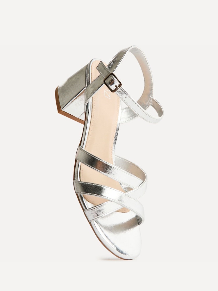 Linzi Silver PU Flair Crossover Heeled Sandals - Image 5 of 5 Linzi Silver PU Flair Crossover Heeled Sandals - Image 5 of 5