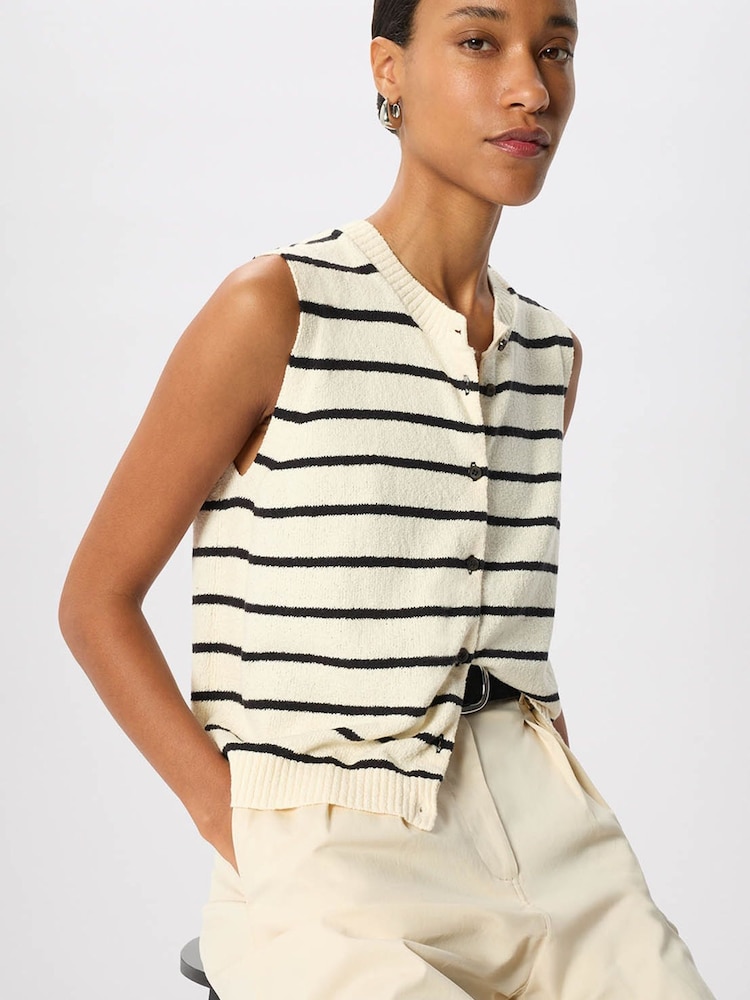 Whistles White Stripe Boucle Textured Tank - Image 1 of 1