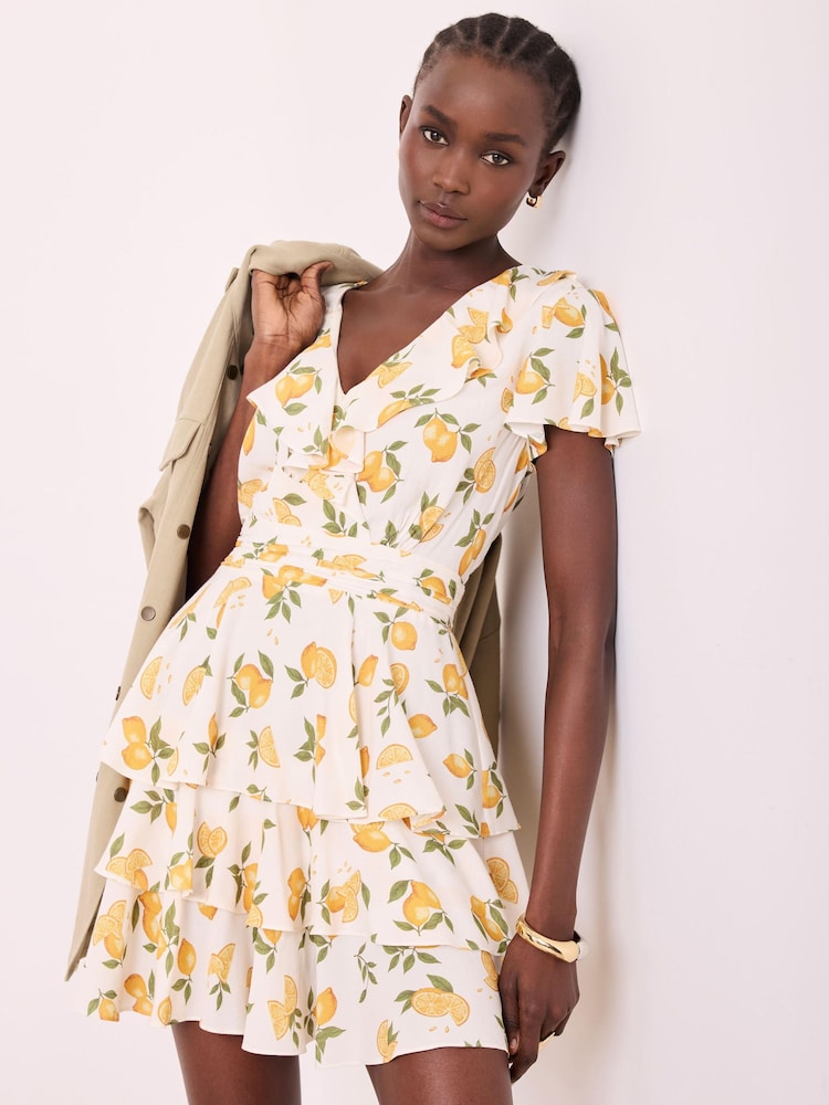 Mint Velvet Yellow Print Mini Dress - Image 1 of 7 Mint Velvet Yellow Print Mini Dress - Image 1 of 7