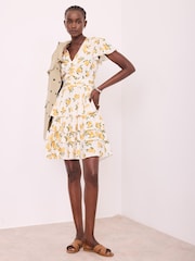 Mint Velvet Yellow Print Mini Dress - Image 3 of 7