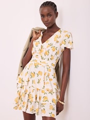 Mint Velvet Yellow Print Mini Dress - Image 5 of 7
