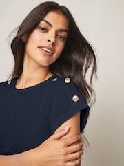 Lipsy Navy Round Neck T-Shirt - Image 1 of 4