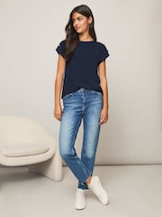 Lipsy Navy Round Neck T-Shirt - Image 3 of 4