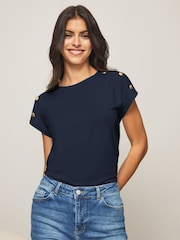 Lipsy Navy Round Neck T-Shirt - Image 4 of 4