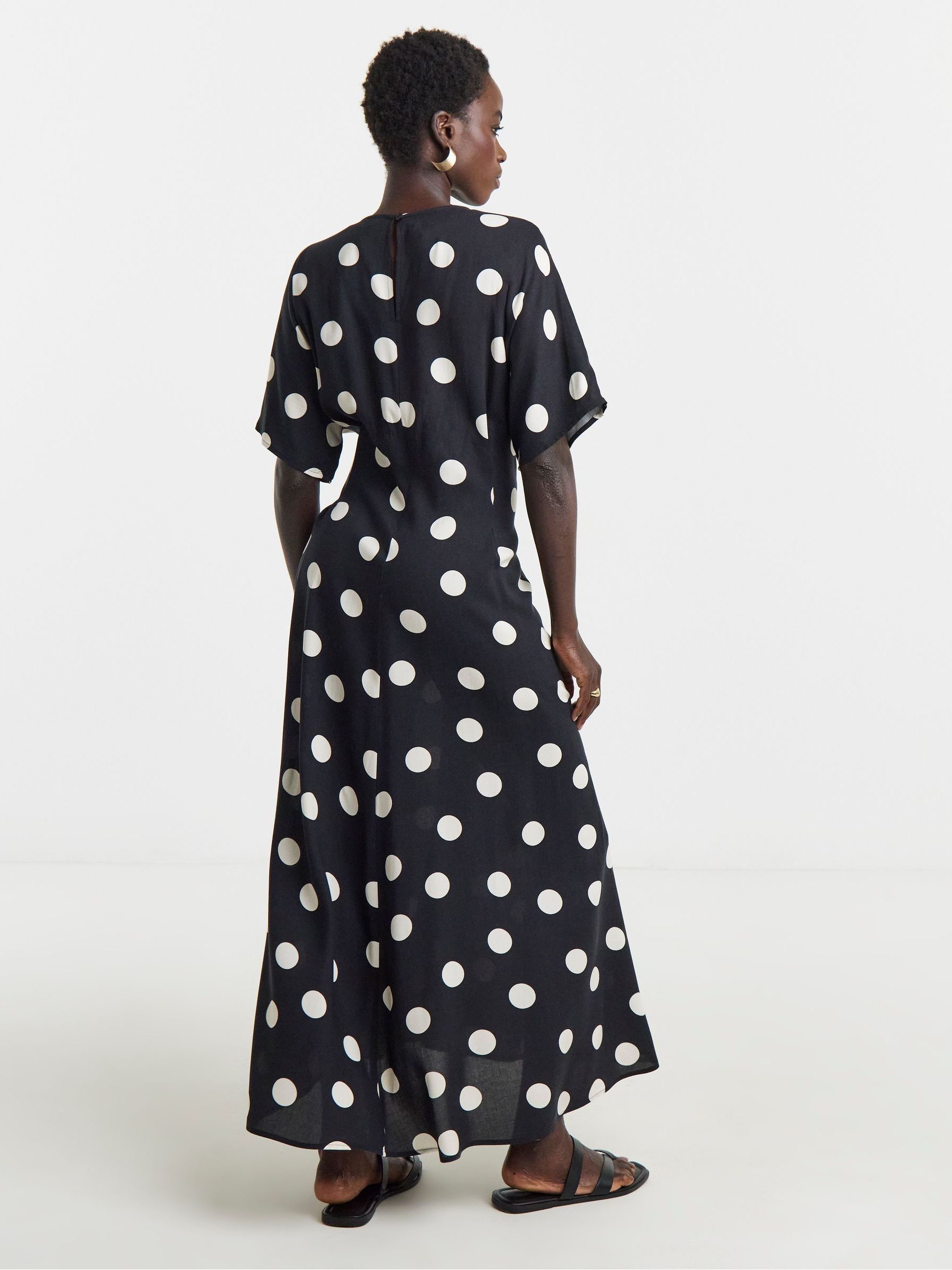 Buy JD Williams White Polka Dott Cinched Waist Care Free Dress