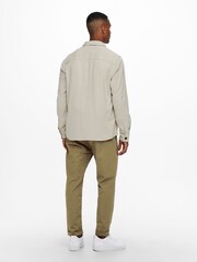Only & Sons Stone Regular Fit Button Up Long Sleeve Flannel Overshirt - Image 4 of 5