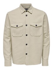 Only & Sons Stone Regular Fit Button Up Long Sleeve Flannel Overshirt - Image 5 of 5