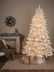 Everlands White 7ft Cosy Flocked Pre-Lit Christmas Tree - Image 1 of 8