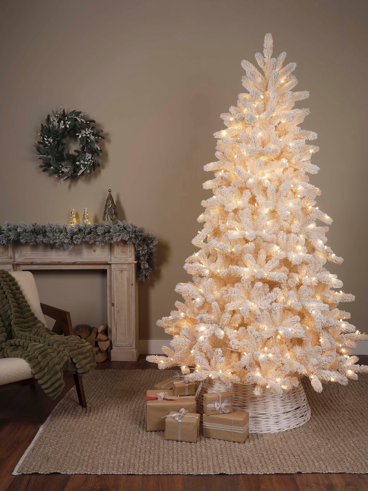 Everlands White 7ft Cosy Flocked Pre-Lit Christmas Tree - Image 1 of 8 Everlands White 7ft Cosy Flocked Pre-Lit Christmas Tree - Image 1 of 8