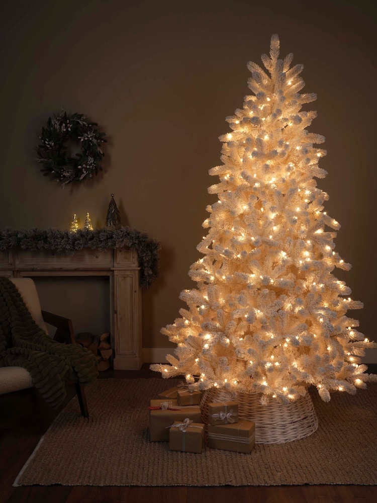 Everlands White 7ft Cosy Flocked Pre-Lit Christmas Tree - Image 2 of 8 Everlands White 7ft Cosy Flocked Pre-Lit Christmas Tree - Image 2 of 8