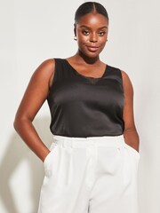 Lipsy Black Curve V Neck Cami Vest Top - Image 1 of 4