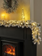 Everlands Green Warm White 270cm Imperial Snowy Pre-Lit Christmas Garland - Image 1 of 3