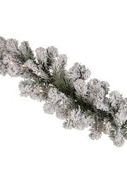 Everlands Green Warm White 270cm Imperial Snowy Pre-Lit Christmas Garland - Image 2 of 3