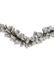 Everlands Green Warm White 270cm Imperial Snowy Pre-Lit Christmas Garland - Image 3 of 3
