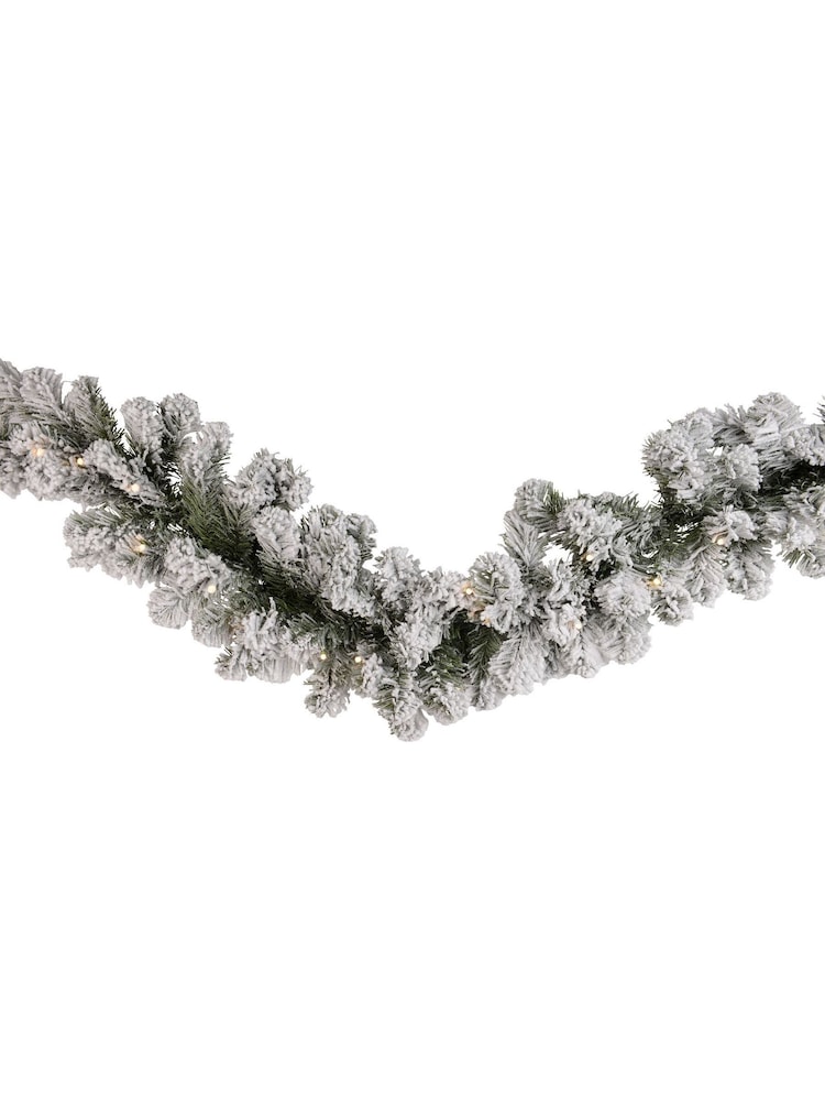 Everlands Green Warm White 270cm Imperial Snowy Pre-Lit Christmas Garland - Image 3 of 3 Everlands Green Warm White 270cm Imperial Snowy Pre-Lit Christmas Garland - Image 3 of 3