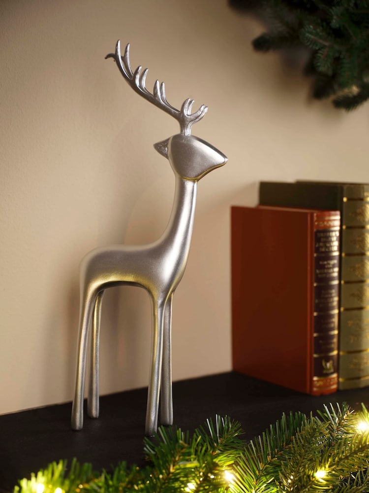 Decoris Silver Tone Tone Christmas Reindeer Decoration - Image 1 of 2