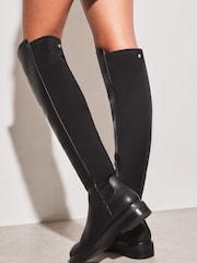 Lipsy Black Faux Leather Flat Faux Leather Knee High Boot - Image 3 of 4