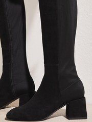 Lipsy Black Regular Fit Mid Heel Zip Knee High Boot - Image 4 of 4