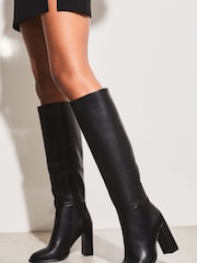 Lipsy Black Mid Block Heel Shaft Knee High Boot - Image 1 of 4