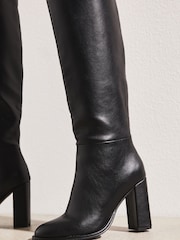 Lipsy Black Mid Block Heel Shaft Knee High Boot - Image 3 of 4