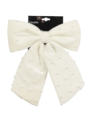 Decoris White Pearl Embellished Bow Christmas Tree Topper - Image 3 of 3