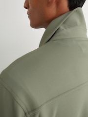 Reiss Sage Green Glover R-Flex Stretch-Twill Zip-Through Overshirt - Image 6 of 8